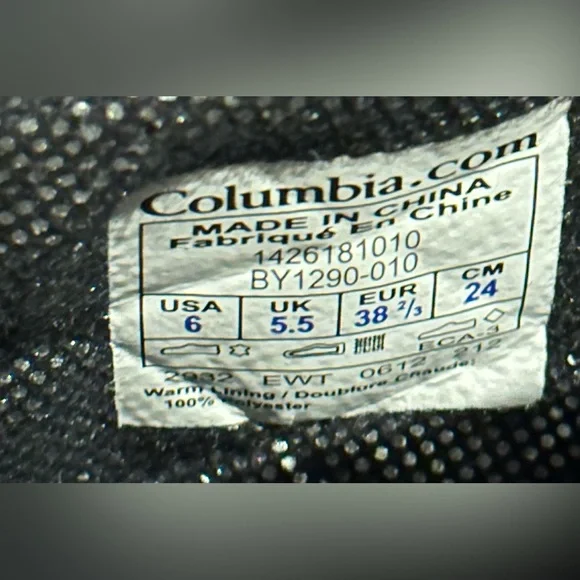 Columbia Boys Sz US 6 Black Omni Heat BY1290-010 Hiking Boots Unisex Clean ! - Picture 7 of 8